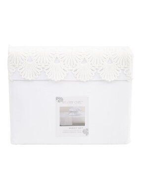 SHABBY CHIC Cotton Shelly Lace Trim Sheet Set